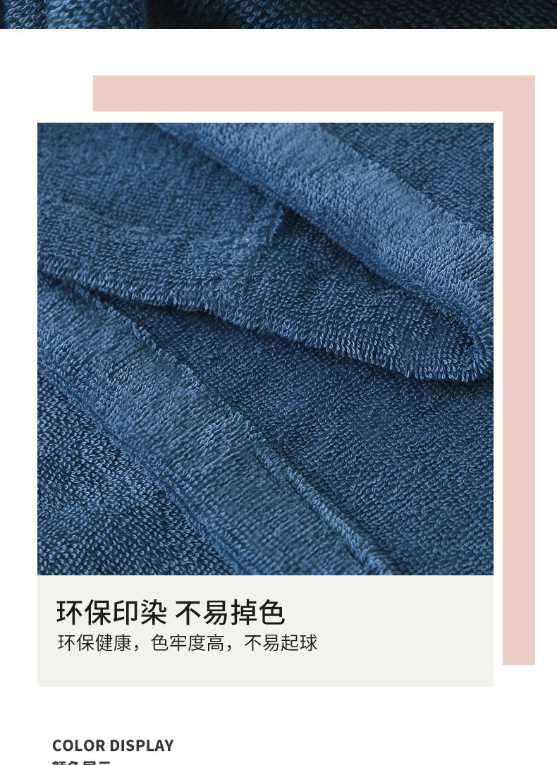 100% Cotton Bathrobe for Men Long Thick Absorbent Terry Bath Robe