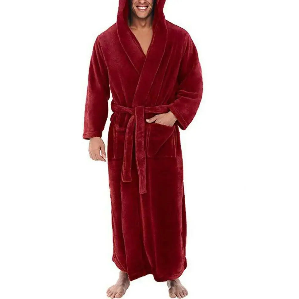 Winter Men Robes Soft Fleece Pockets