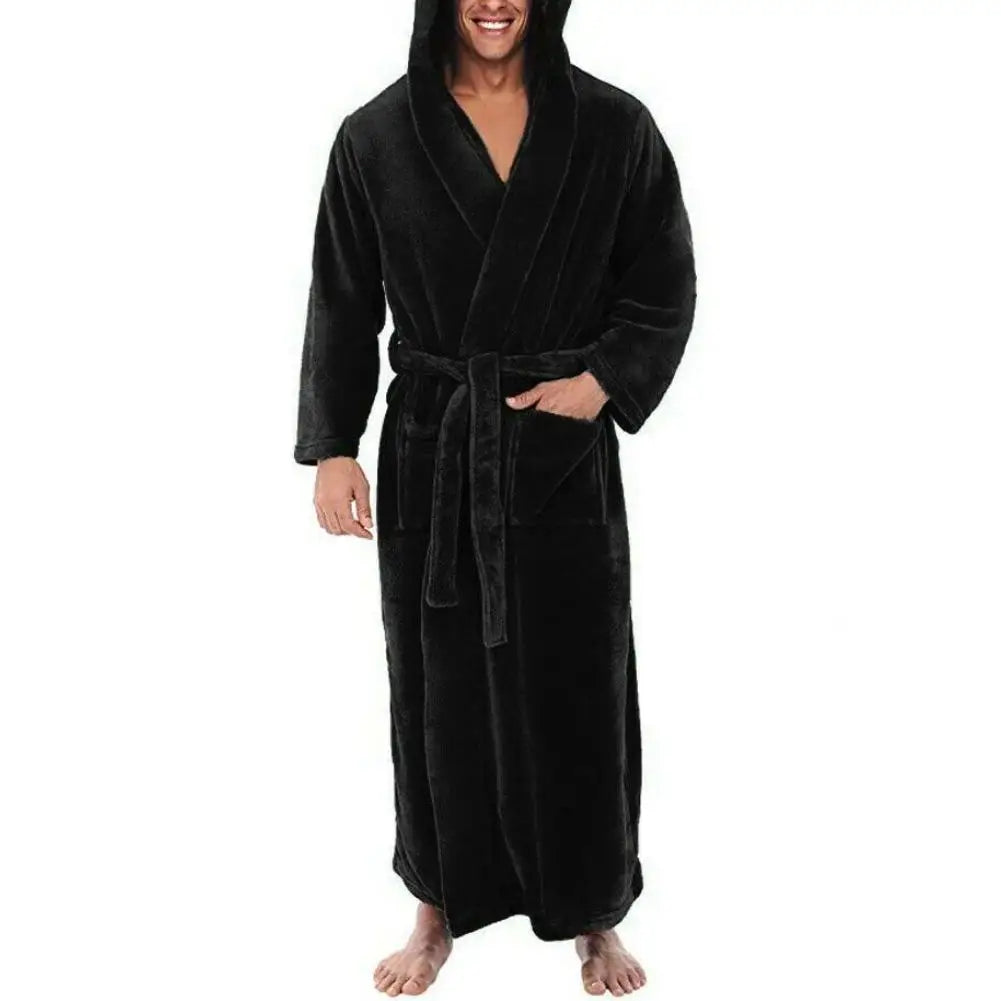 Winter Men Robes Soft Fleece Pockets