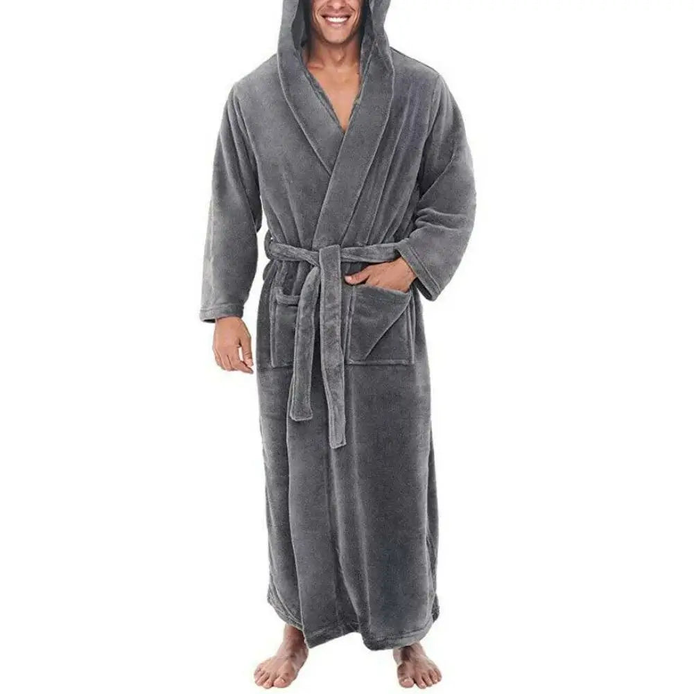 Winter Men Robes Soft Fleece Pockets