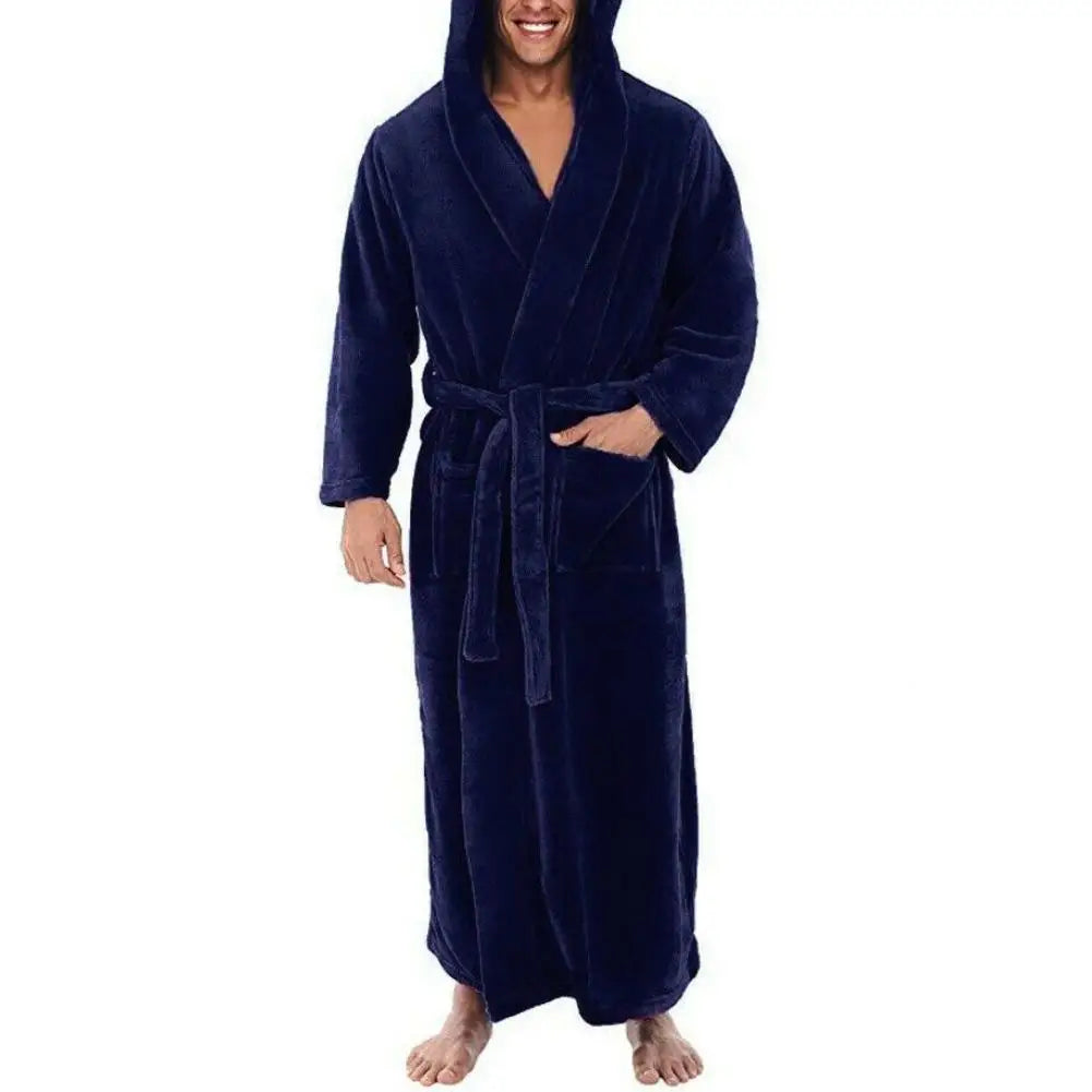 Winter Men Robes Soft Fleece Pockets