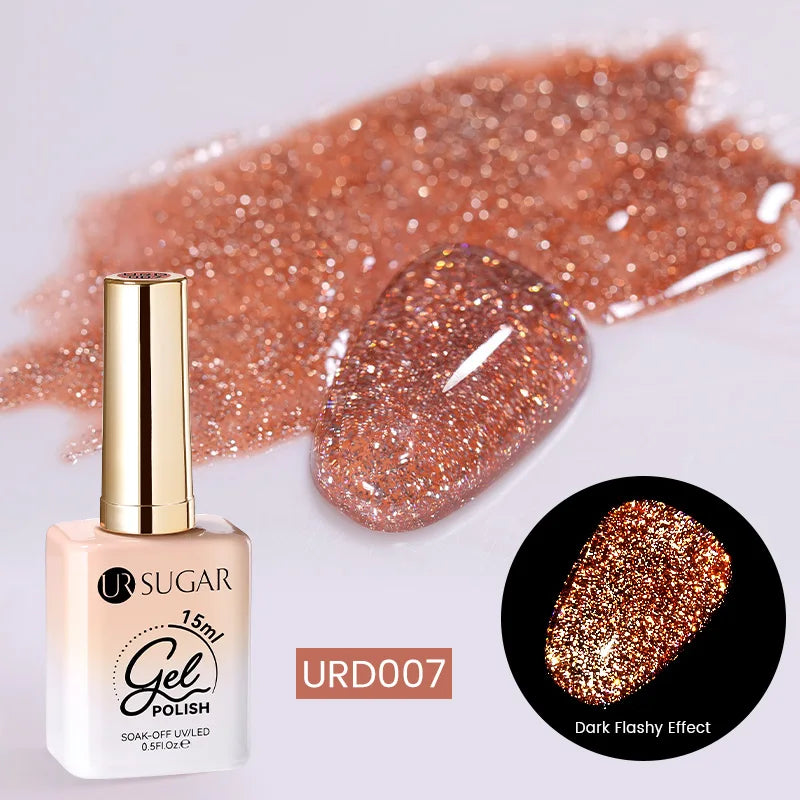 15ml Champagne Gold Sliver Reflective Glitter Gel Nail Polish