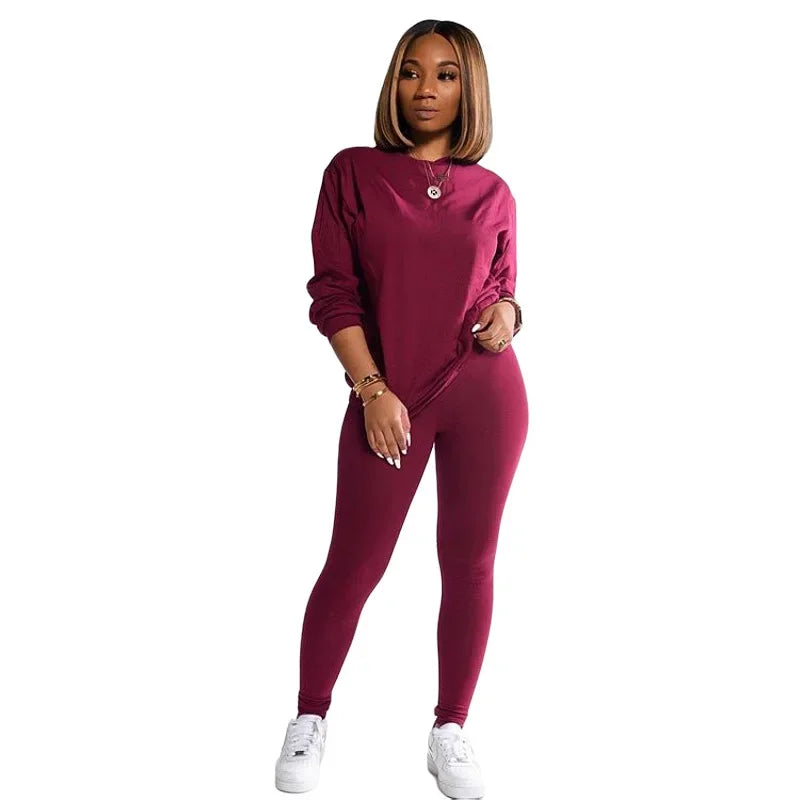 two piece set women  stacked leggings