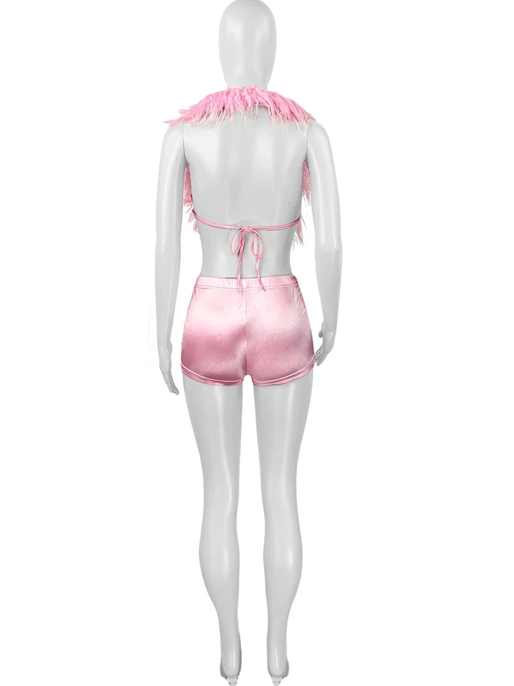 2 Piece Women's Furry Suits Set