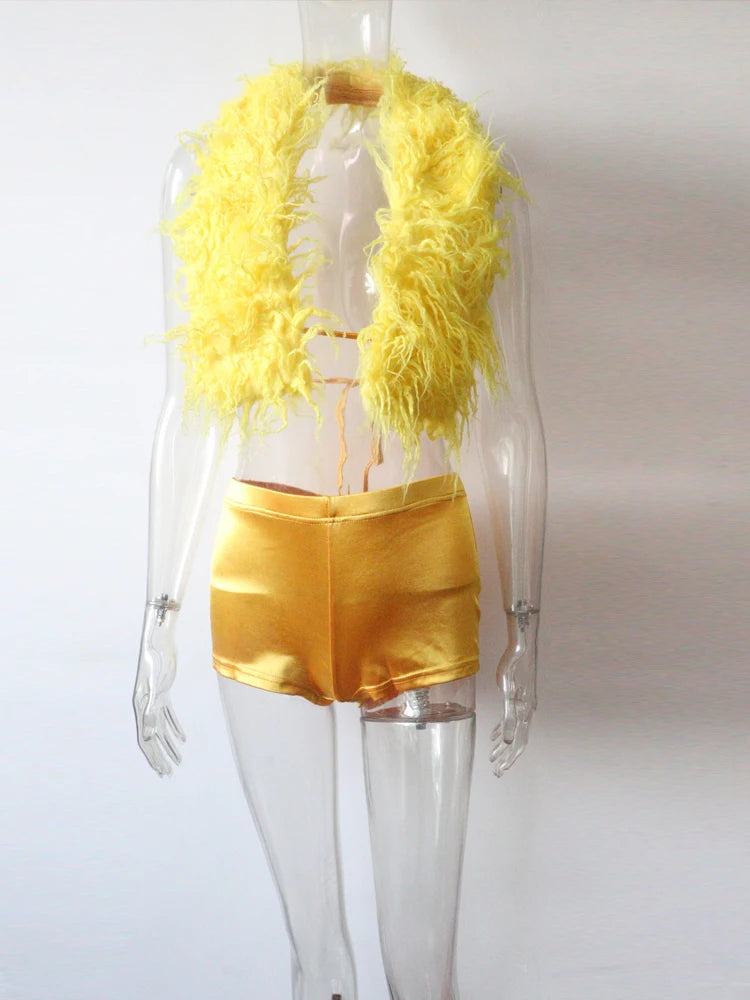 2 Piece Women's Furry Suits Set