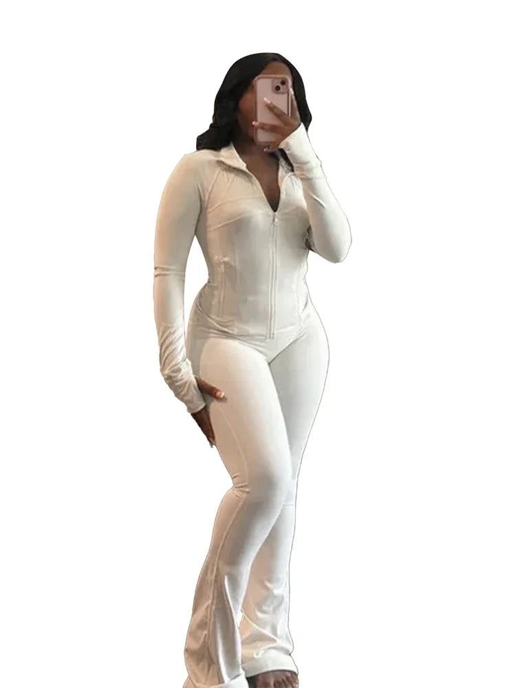 Two Piece Flared Pants Tracksuits Set