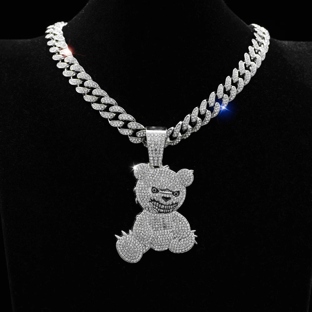 Aggressive Bear Pendants  with Cuban Chain