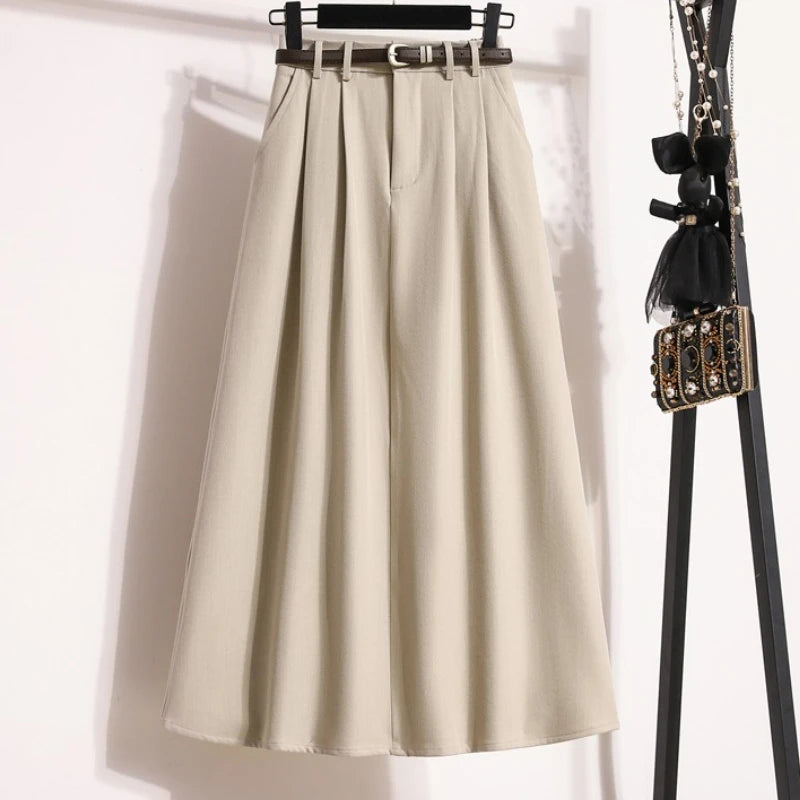 2025 High Waisted Suit Pleated Skirt and Autumn Elegant Solid Women's Wrap Umbrella Skirts