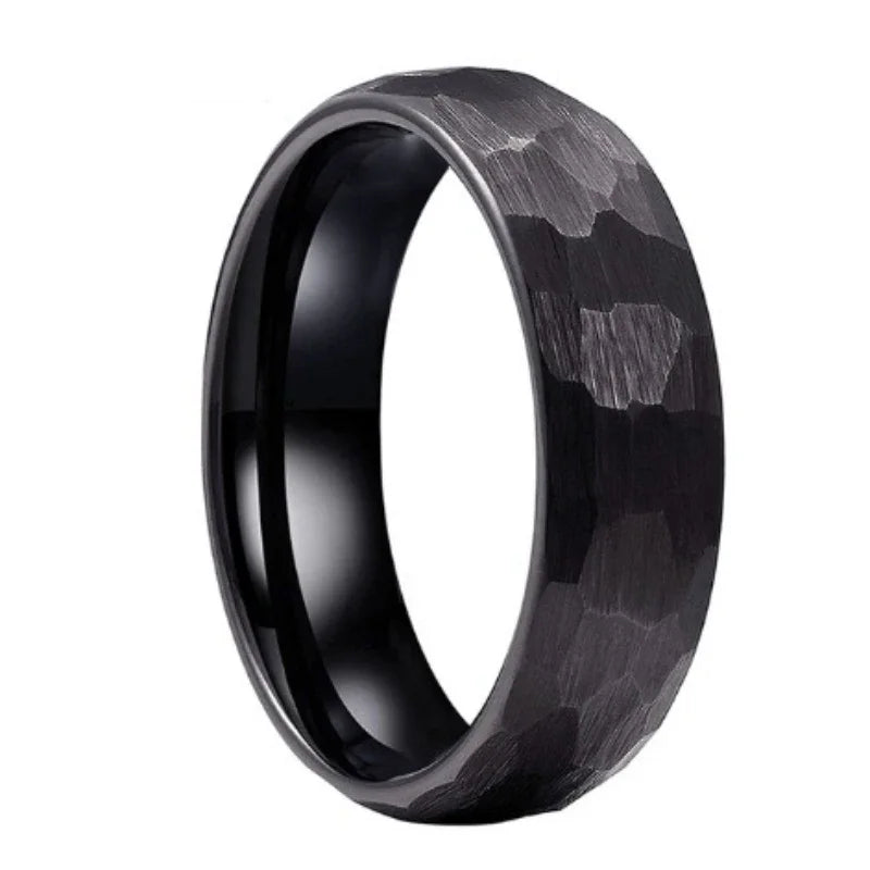 Black Brushed Stainless Steel Couple Ring