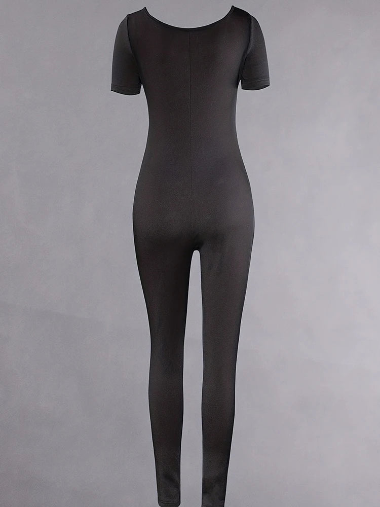 Women's Rompers Short Sleeve Solid Skinny Body-con