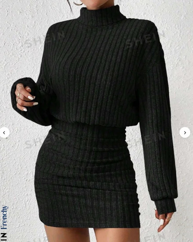 High Neck Knitted bodycon dress