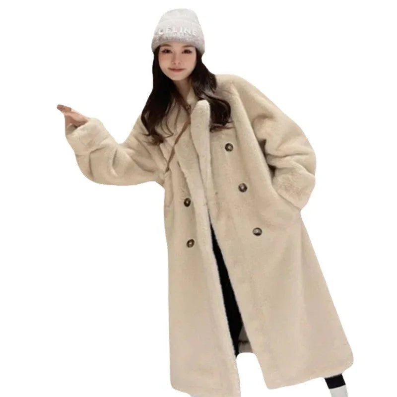 Women Long Thick Faux Fur Maxi Jacket