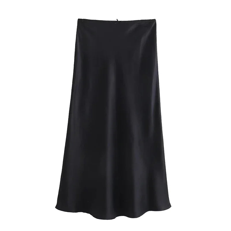 Women's Satin Bow-Decorated High-Waist Skirt