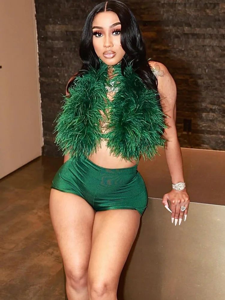 2 Piece Women's Furry Suits Set