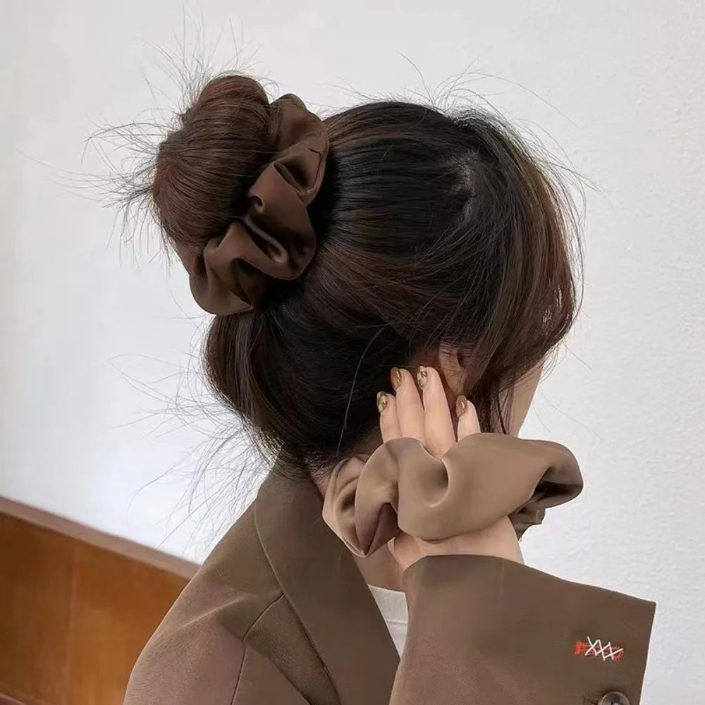 3pcs Luxury Satin Scrunchies Neutral Soft Silk.