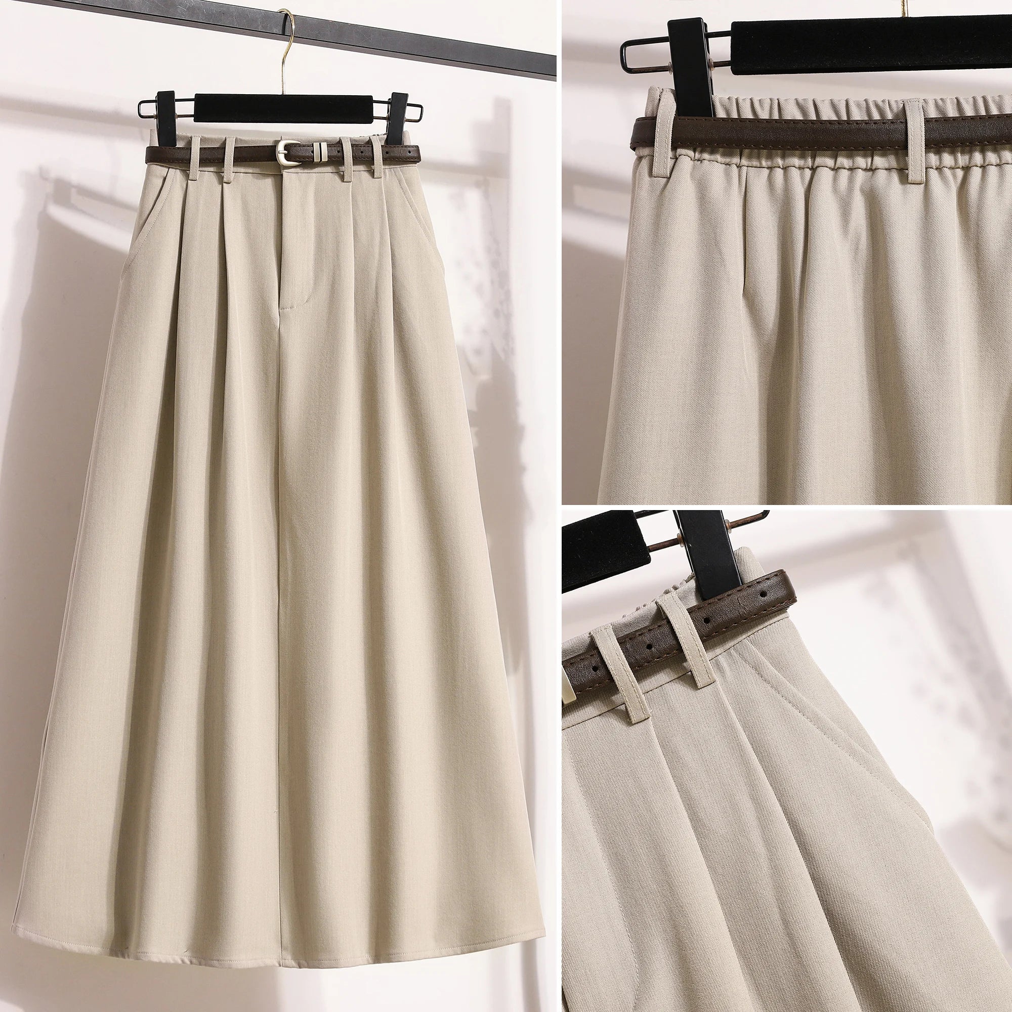 2025 High Waisted Suit Pleated Skirt and Autumn Elegant Solid Women's Wrap Umbrella Skirts