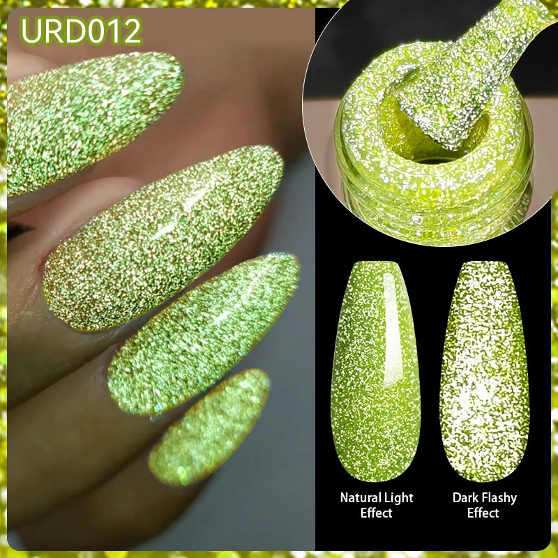 15ml Champagne Gold Sliver Reflective Glitter Gel Nail Polish