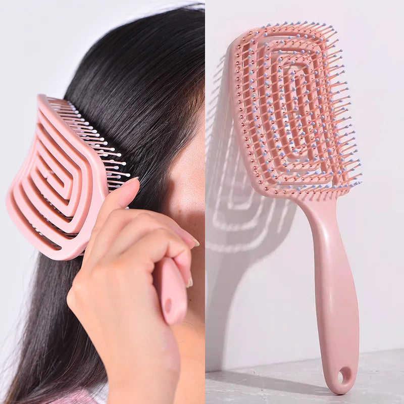 1Pcs Elastic Massage Comb
 Hollow Out Hair Brush Scalp Massage