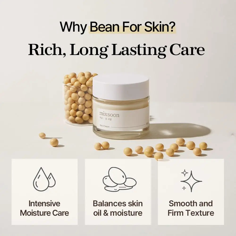 mixsoon Bean Cream - Intense Moisturizing Cream for Smooth and Nourished Skin,