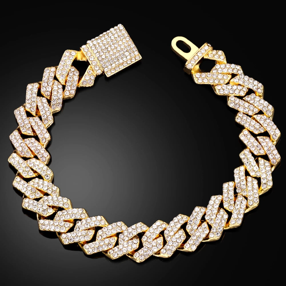 14MM Iced Cuban Chain Bracelet for Men