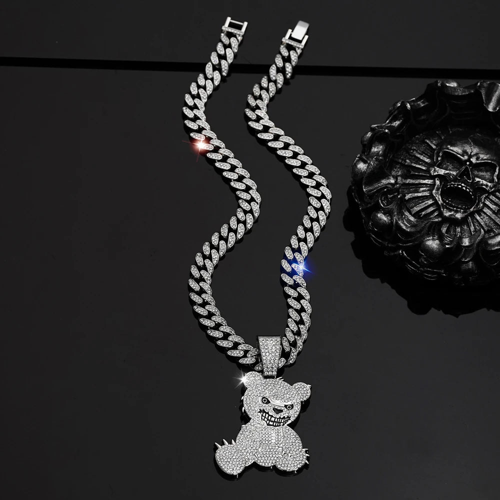 Aggressive Bear Pendants  with Cuban Chain