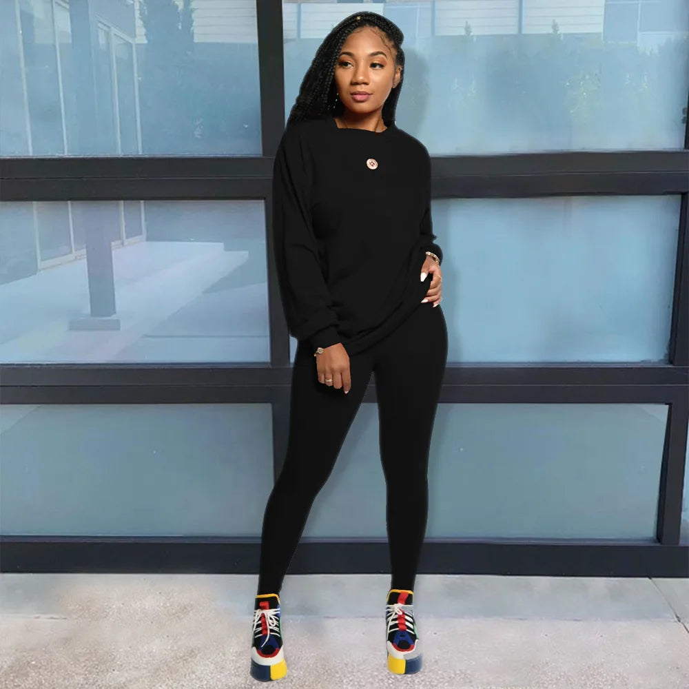 two piece set women  stacked leggings