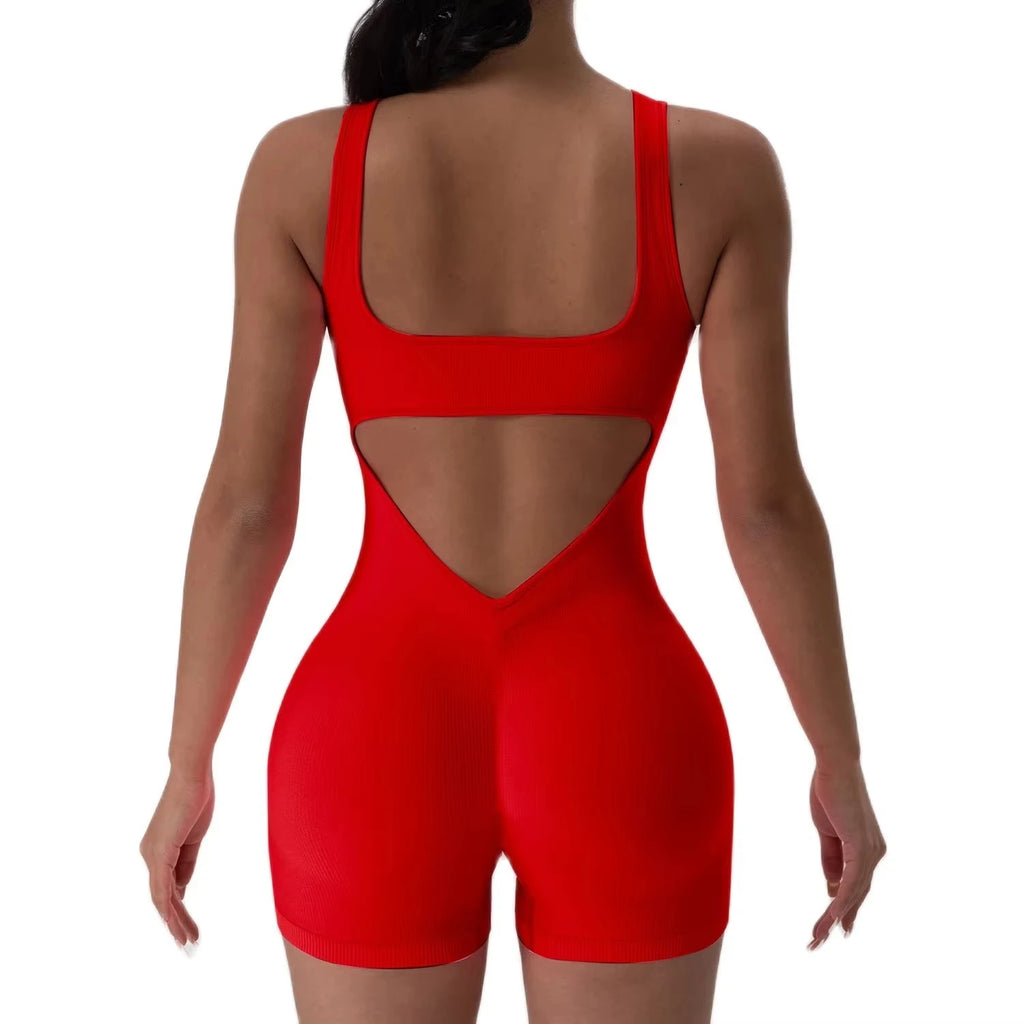 1PCS Backless Yoga Suit U Neck Sleeveless Sports Jumpsuit