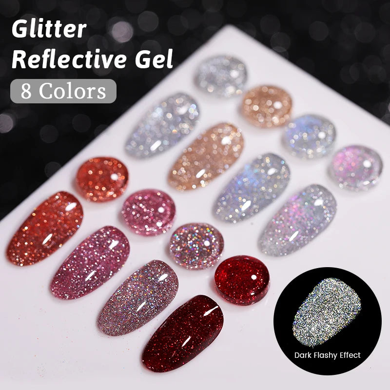 15ml Champagne Gold Sliver Reflective Glitter Gel Nail Polish