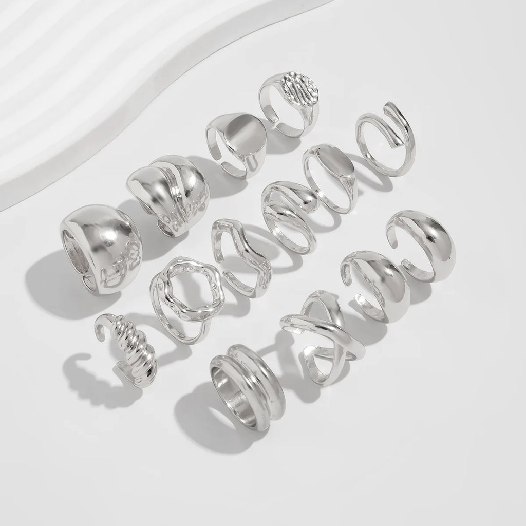 14pcs/set Vintage Metal Rings For Women