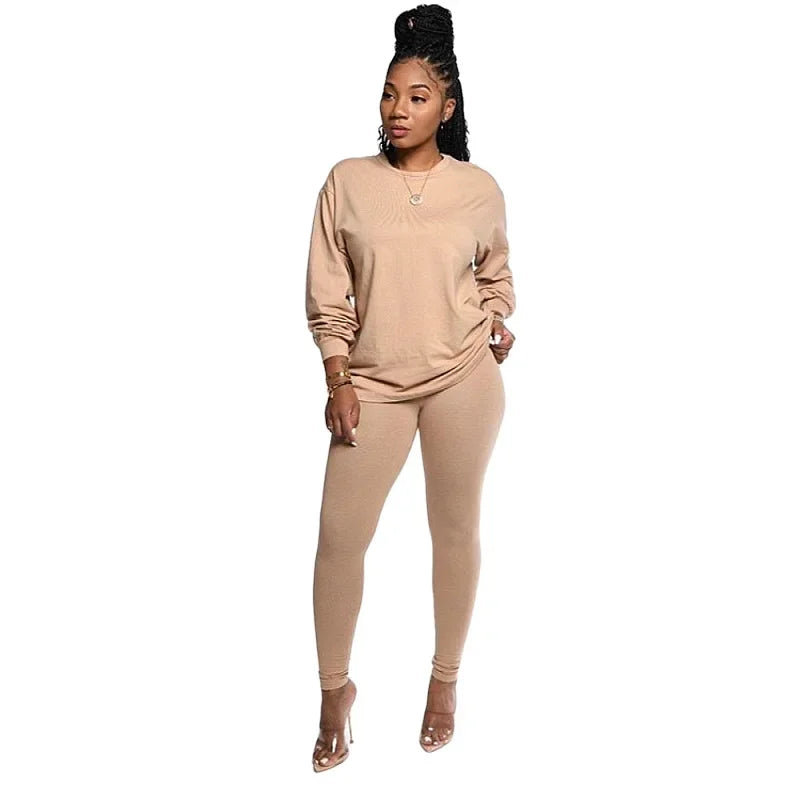 two piece set women  stacked leggings