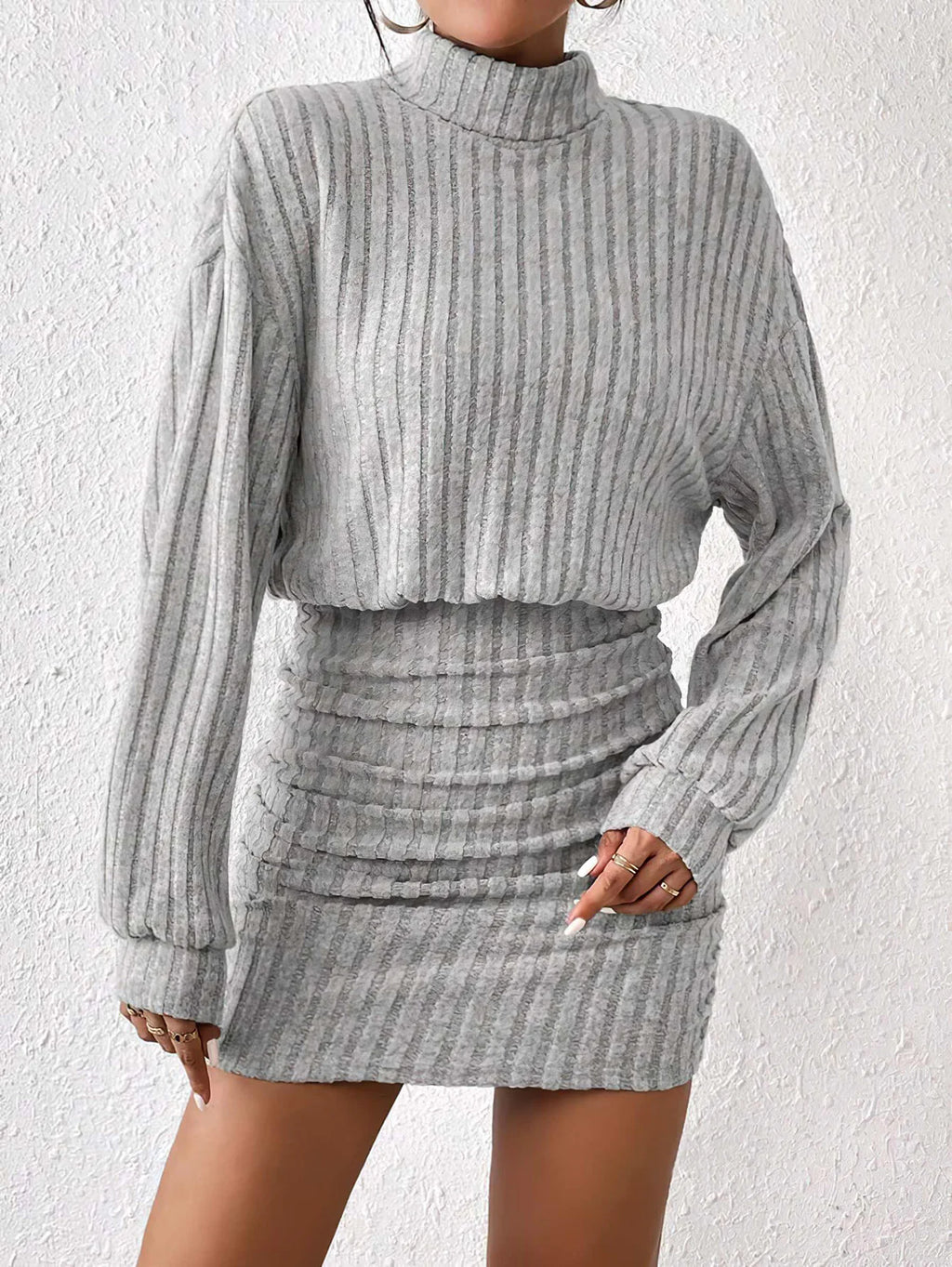High Neck Knitted bodycon dress
