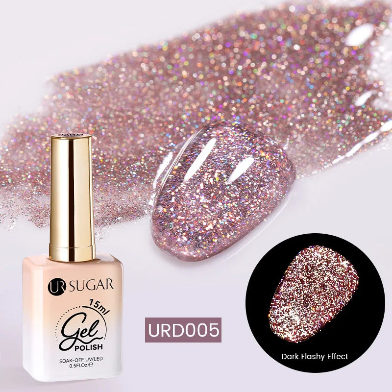 15ml Champagne Gold Sliver Reflective Glitter Gel Nail Polish