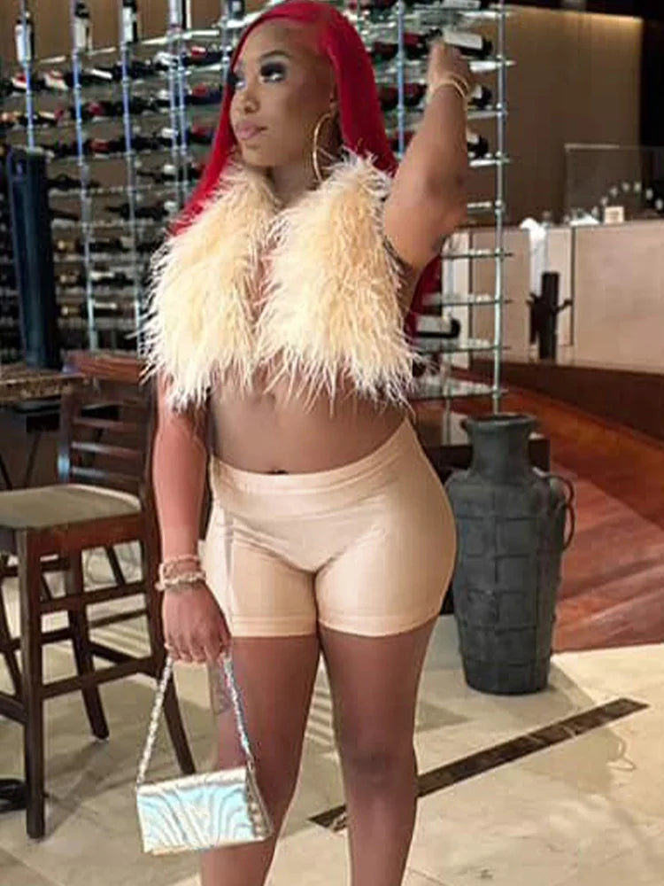 2 Piece Women's Furry Suits Set