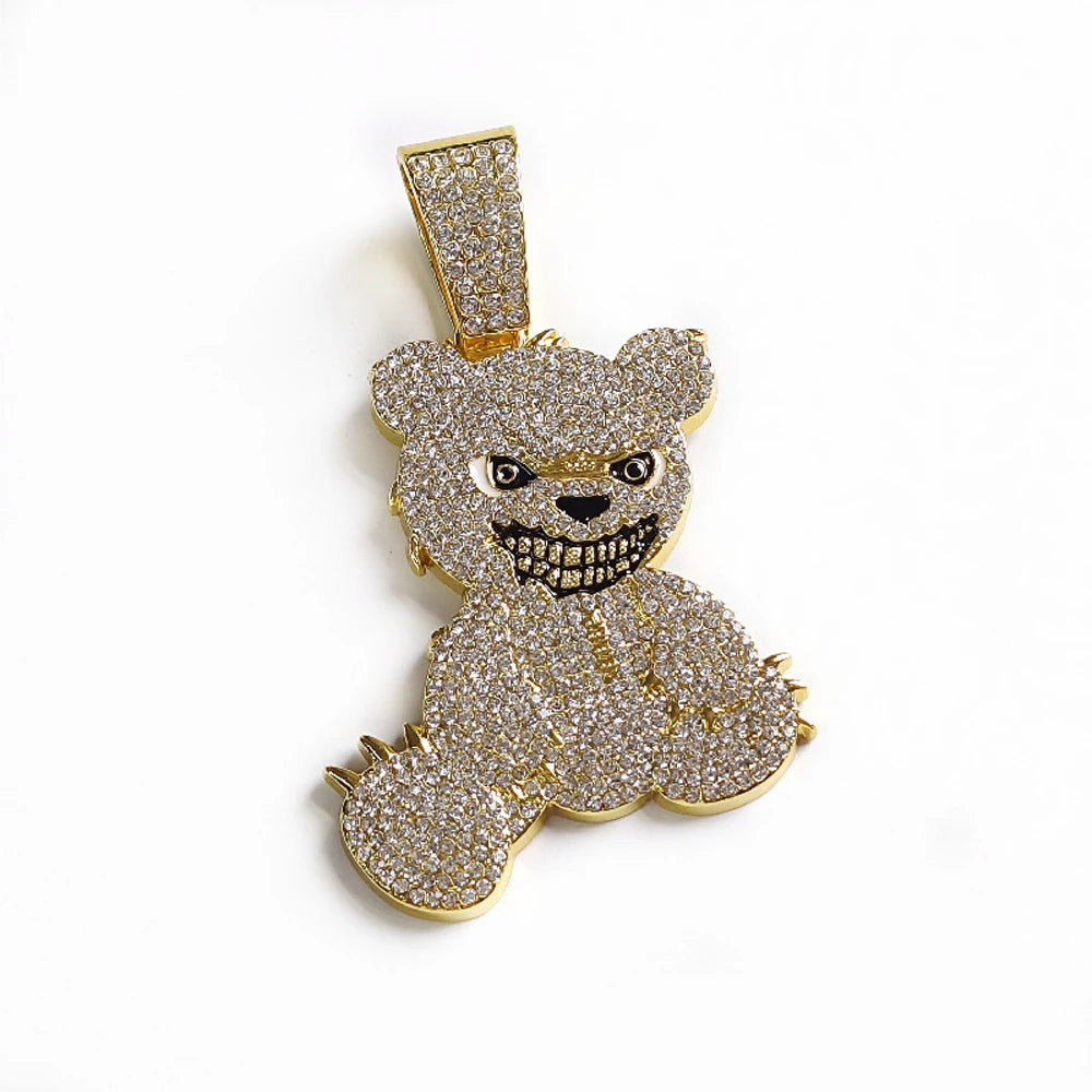 Aggressive Bear Pendants  with Cuban Chain