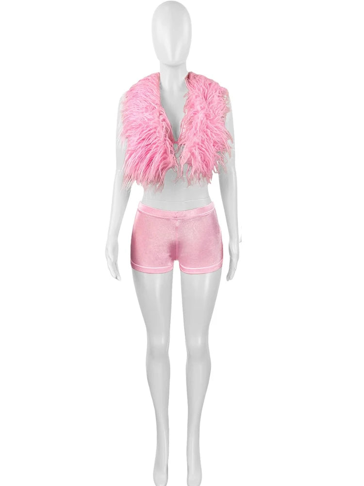 2 Piece Women's Furry Suits Set