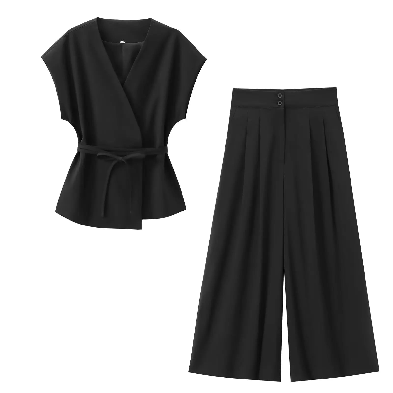 Women's Trouser Suits Sleeveless V-Neck Top