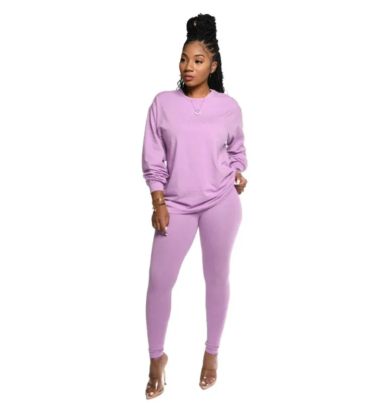 two piece set women  stacked leggings
