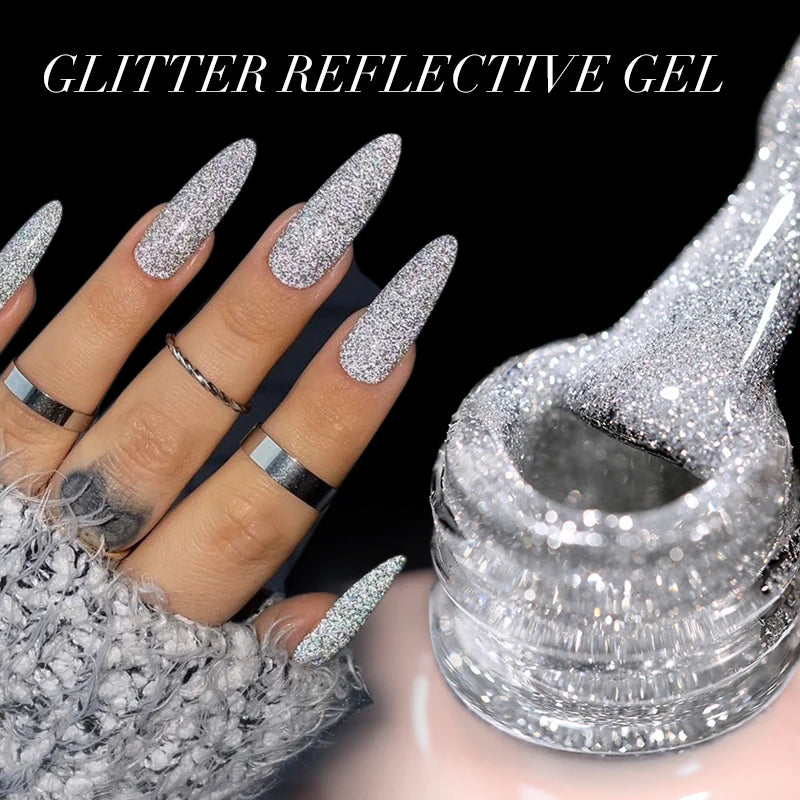 15ml Champagne Gold Sliver Reflective Glitter Gel Nail Polish