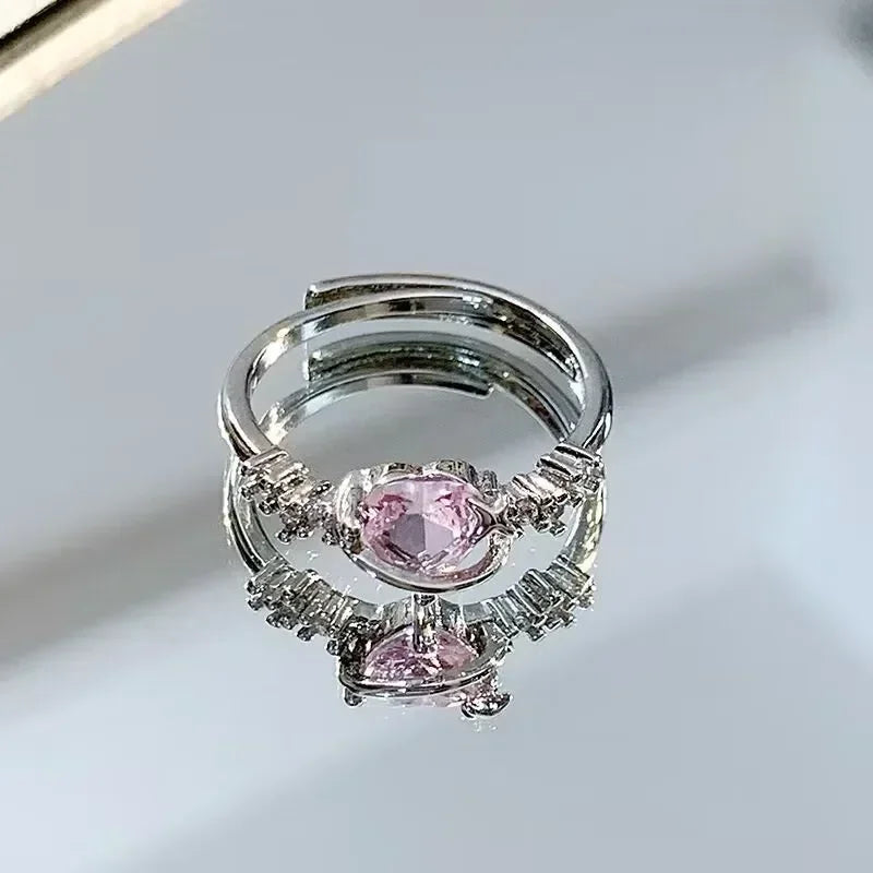 Luxury Pink Rhinestone Star Rings for Women