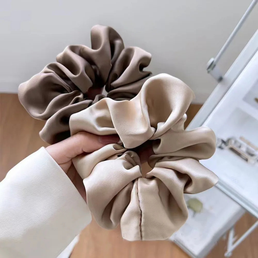 3pcs Luxury Satin Scrunchies Neutral Soft Silk.