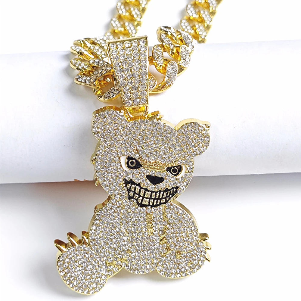 Aggressive Bear Pendants  with Cuban Chain