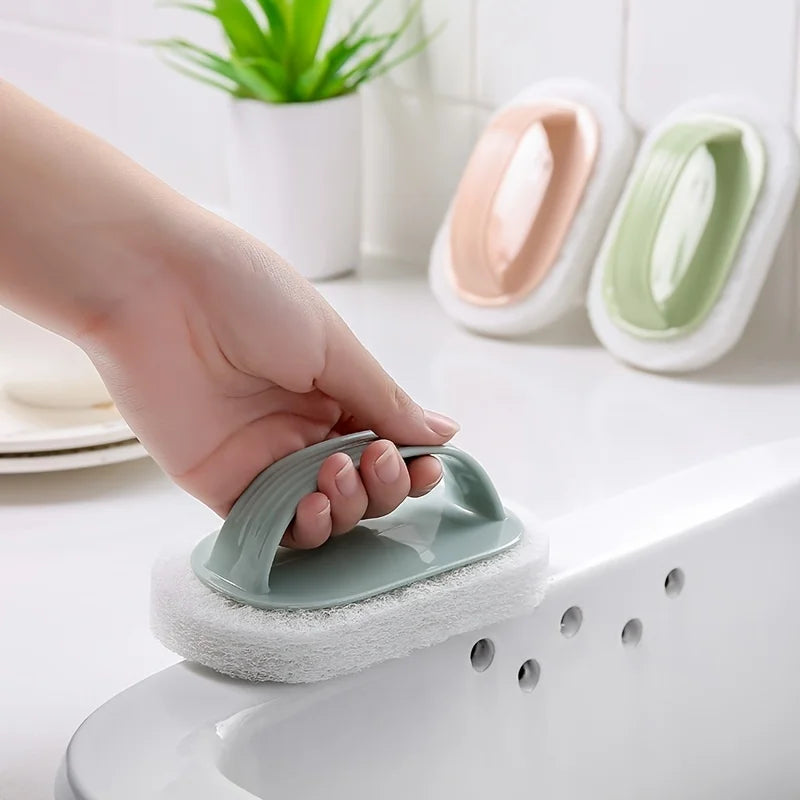 1PC Equipped with a handle, powerful cleaning bathtub brush, 
bathroom cleaning brush, striped magic sponge wipe