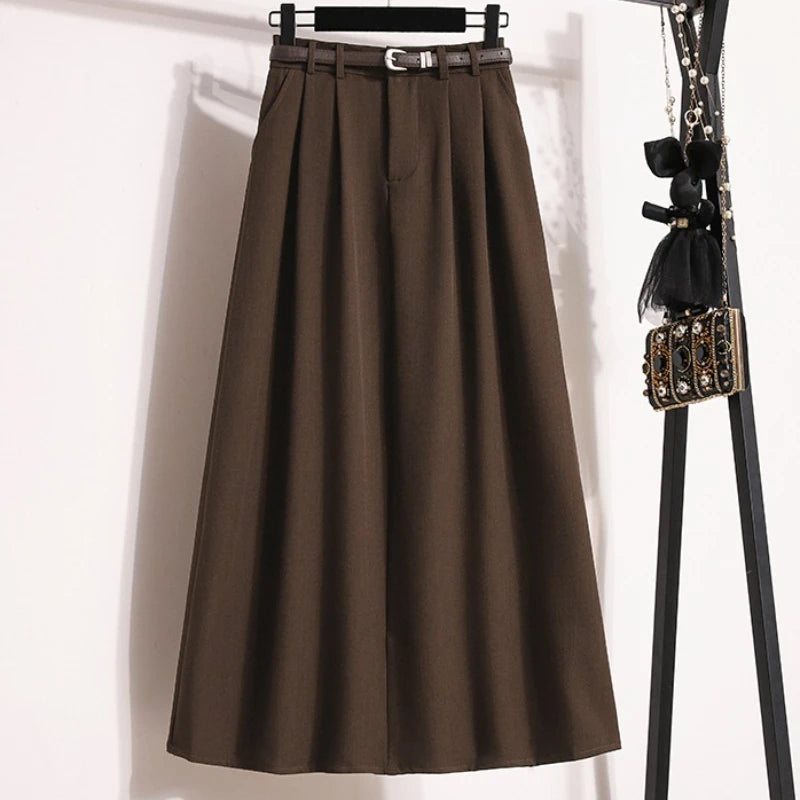 2025 High Waisted Suit Pleated Skirt and Autumn Elegant Solid Women's Wrap Umbrella Skirts