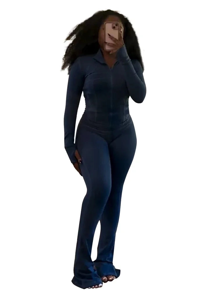 Two Piece Flared Pants Tracksuits Set