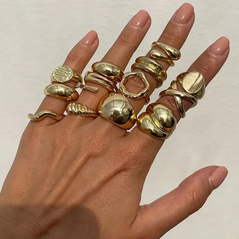 14pcs/set Vintage Metal Rings For Women