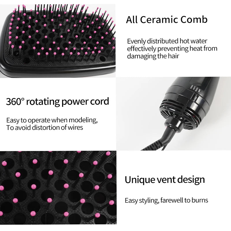 Hair Dryer Brush Portable Hot Air Brush Blow Dryer with Comb