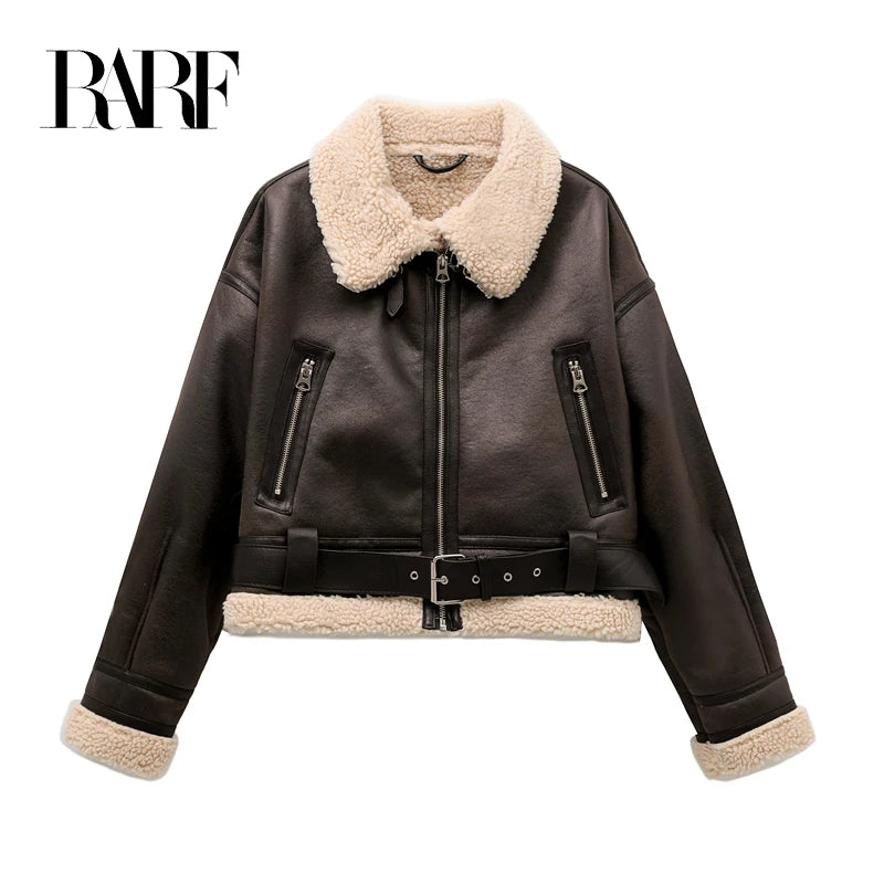 Thick Woman's Fashion Warm Faux Shearling Jacket