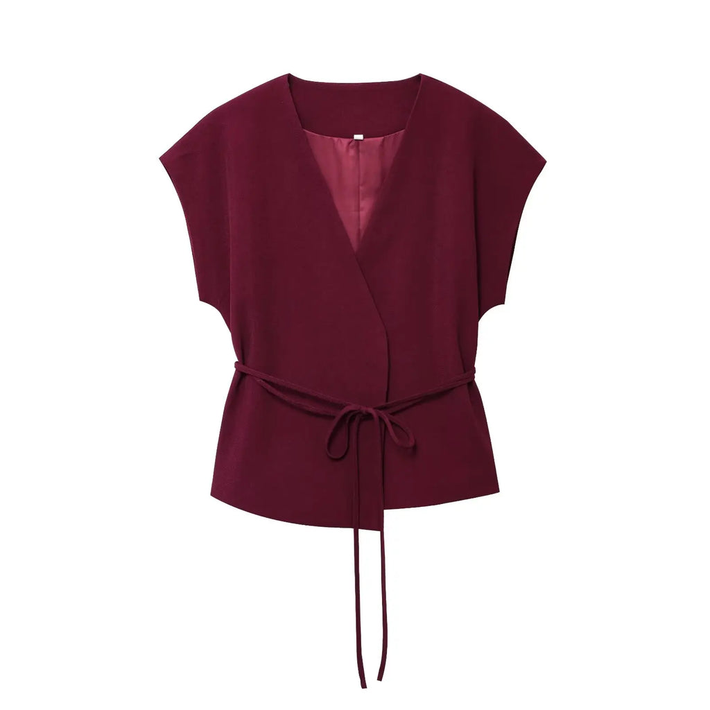 Women's Trouser Suits Sleeveless V-Neck Top