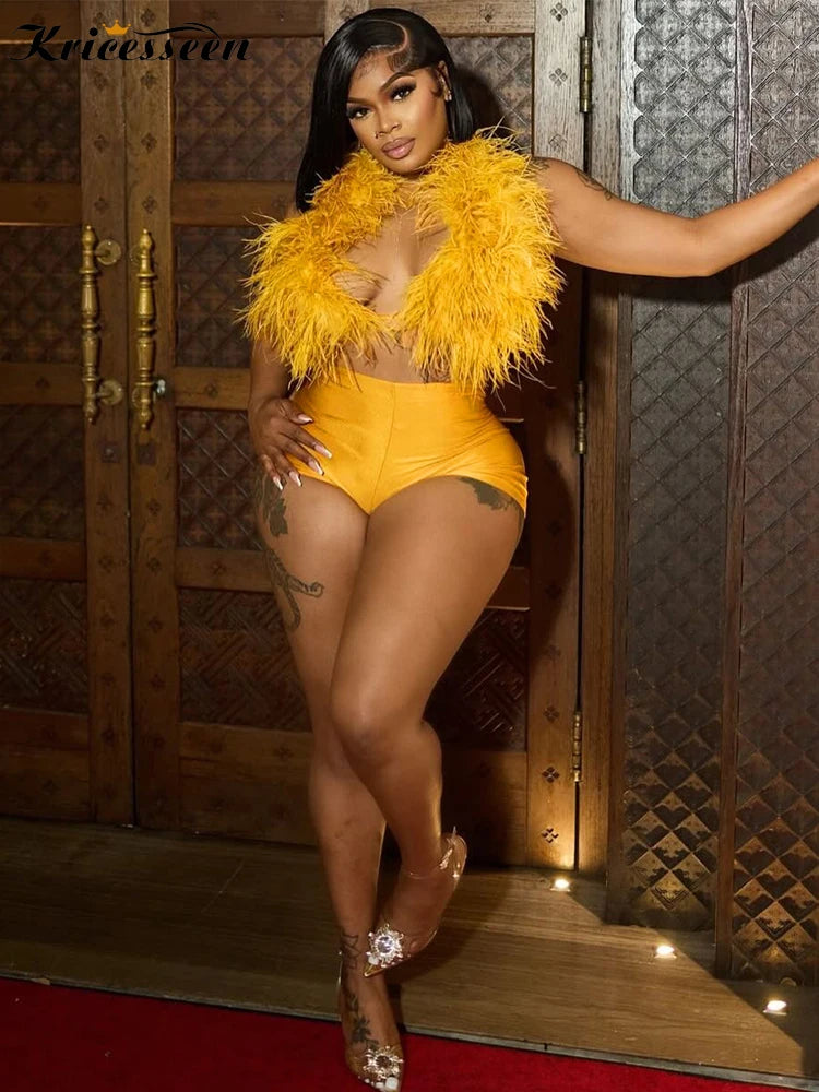 2 Piece Women's Furry Suits Set