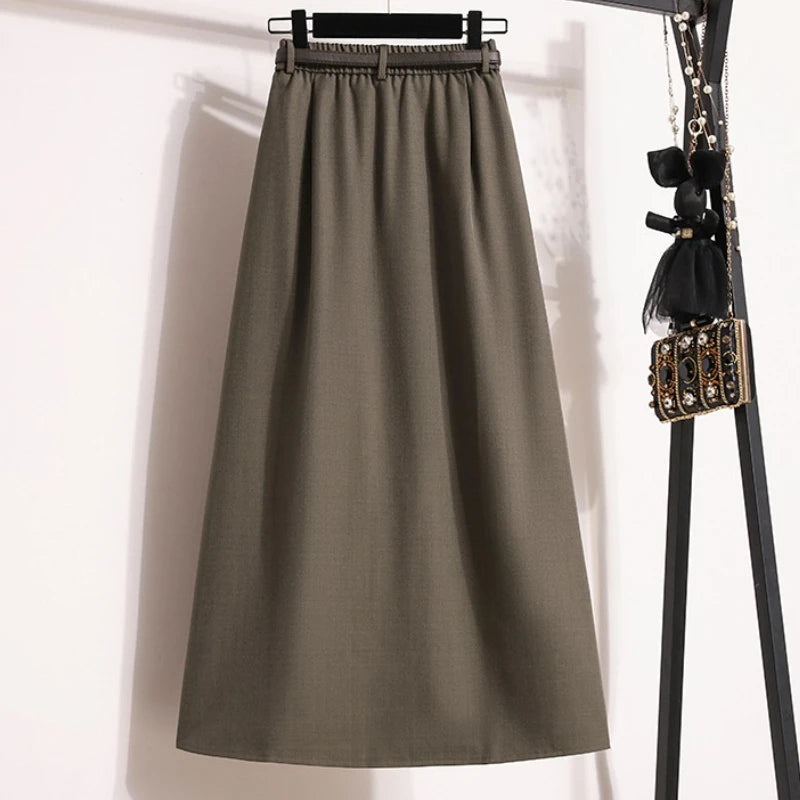 2025 High Waisted Suit Pleated Skirt and Autumn Elegant Solid Women's Wrap Umbrella Skirts